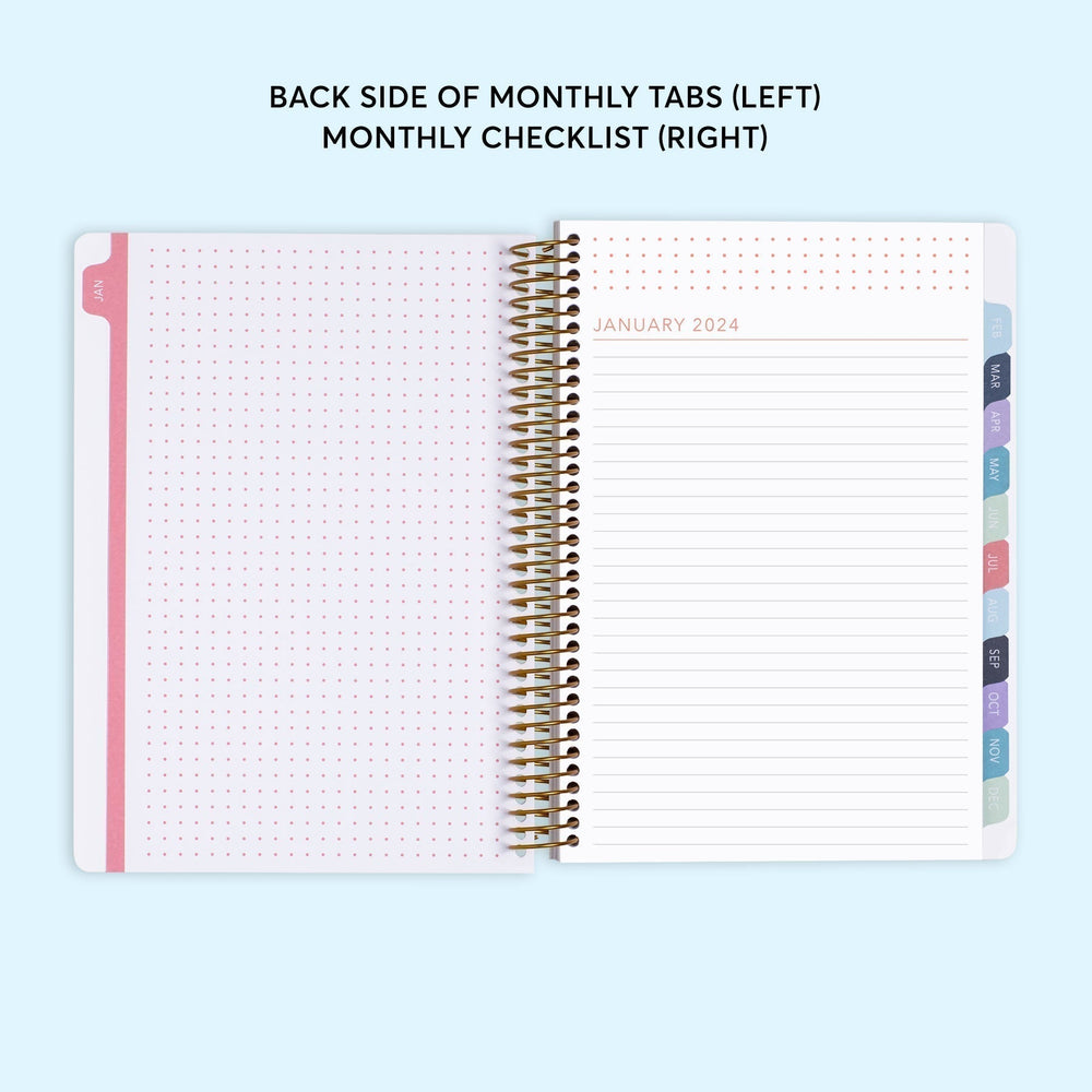 6x9 Monthly Planner - Navy Pink Gold Floral