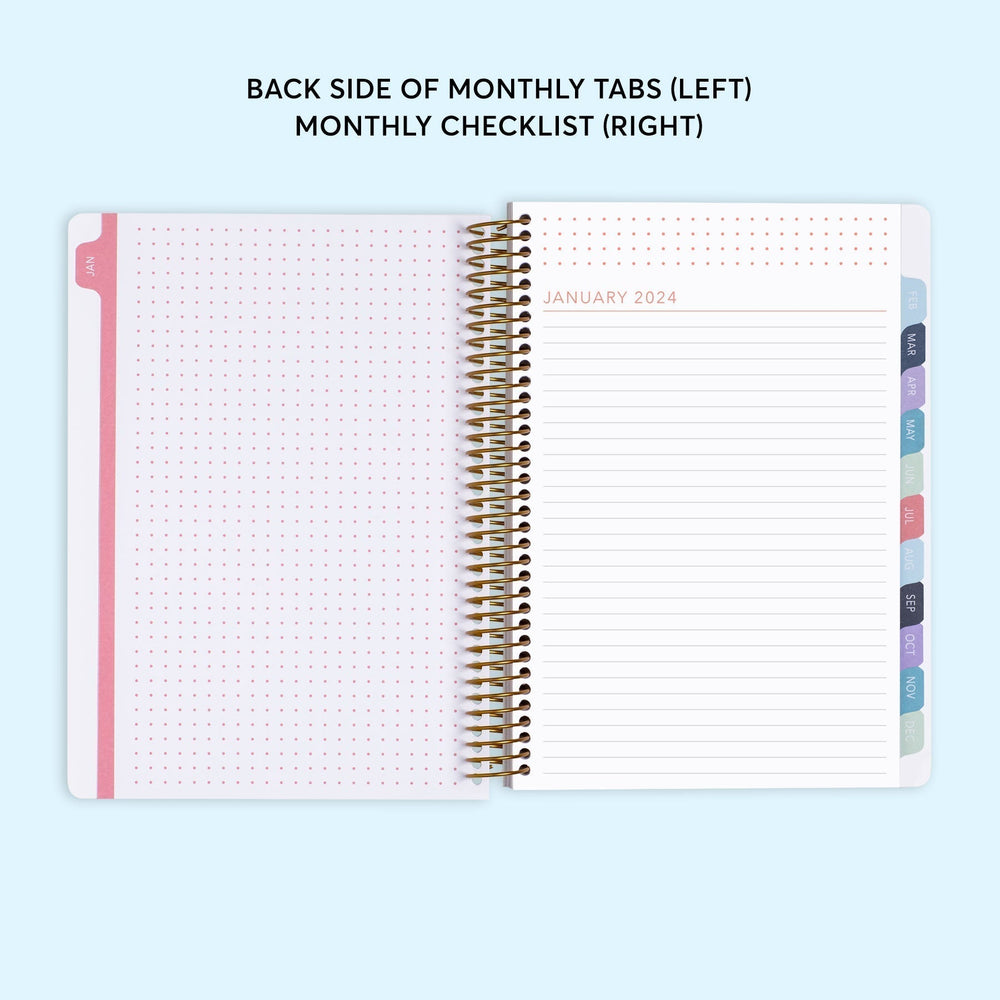 6x9 Monthly Planner - Navy Pink Gold Floral
