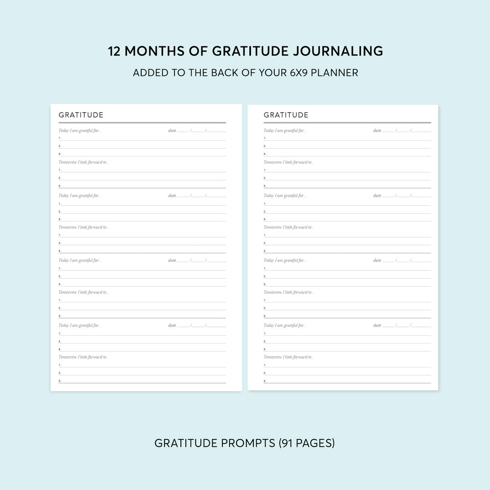 GRATITUDE SECTION for 6x9 planners - for 6x9 planners