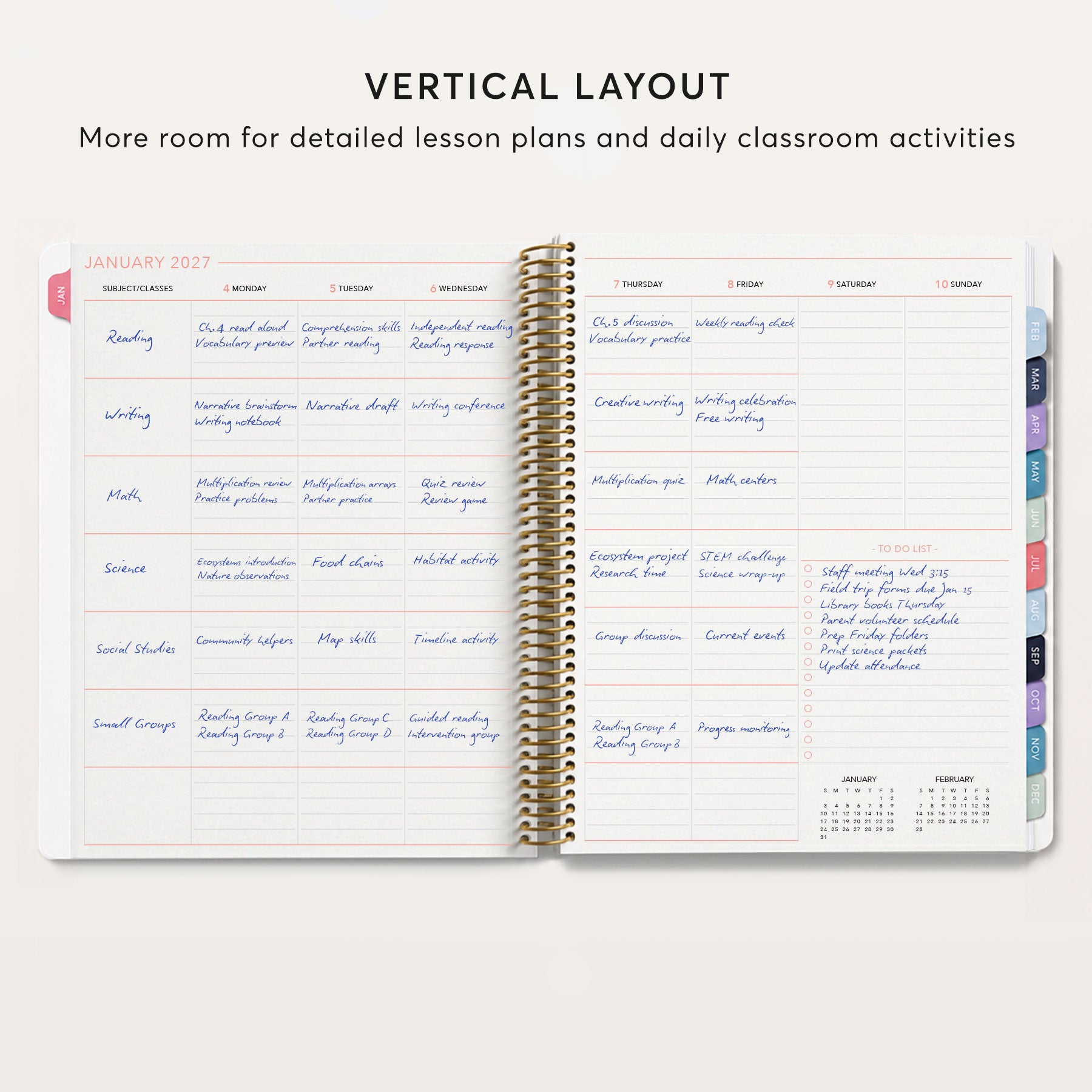8.5×11 Teacher Planner | Personalized Cover | Start Any Month