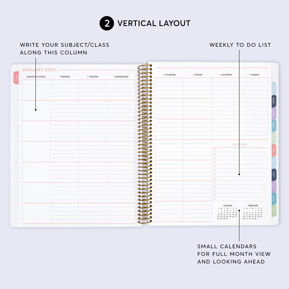 8.5x11 Student Planner - Flirty Florals Blush