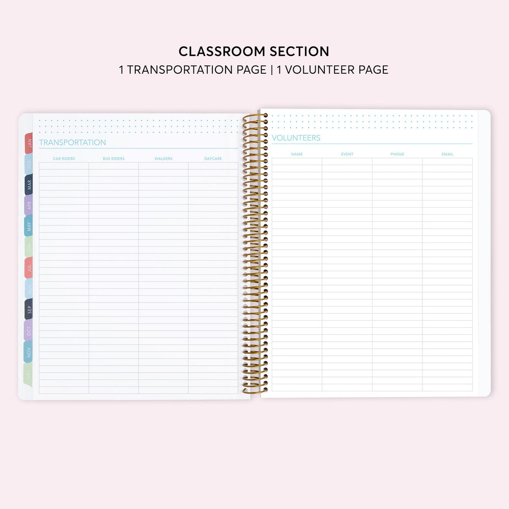 8.5x11 Teacher Planner - Abstract Florals Green