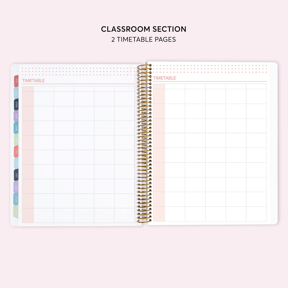 8.5x11 Teacher Planner - Abstract Florals Green