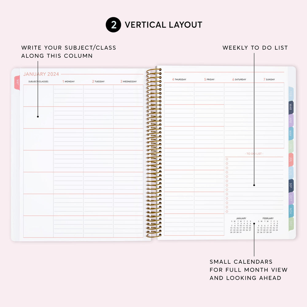 8.5x11 Teacher Planner - Flirty Florals Blush