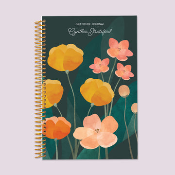 6x9 Gratitude Journal - Abstract Florals Green Multicolor