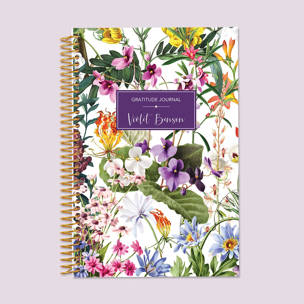 Gratitude journal with a Colorful Florals White cover, featuring delicate florals for a refreshing and inspiring journaling experience.