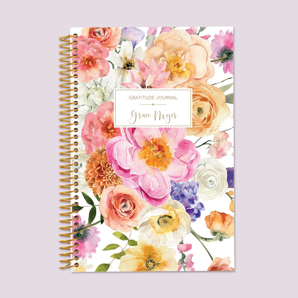 Gratitude journal with a Flirty Florals Colorful cover, bringing positivity into your daily routine with floral-inspired reflections.