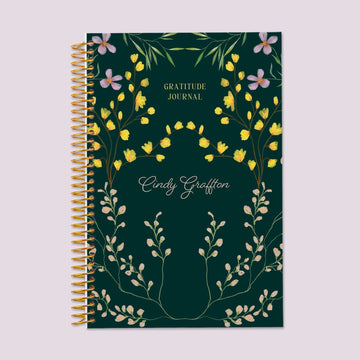 6x9 Gratitude Journal - Flower Frame Green