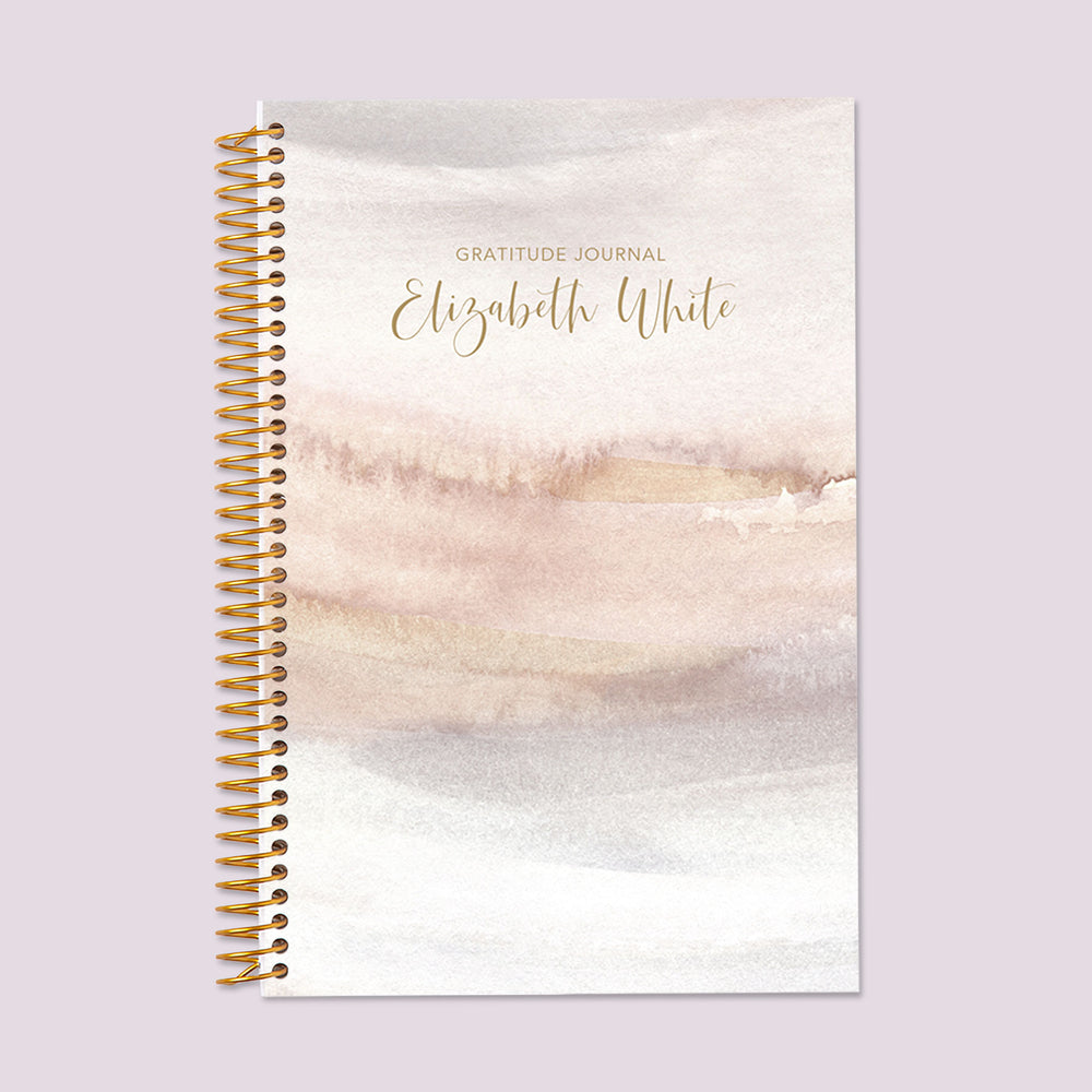 Gratitude journal with a Neutral Watercolor Gradient cover, a calming space for mindful reflections and gratitude practice.