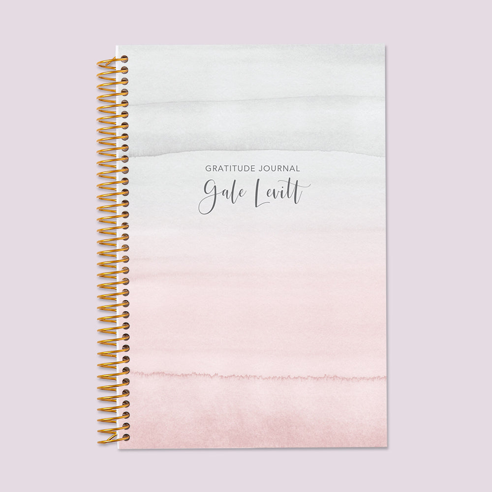 Gratitude journal with a Blush Gray Watercolor Gradient cover, fostering peace and appreciation in a beautifully designed journal.