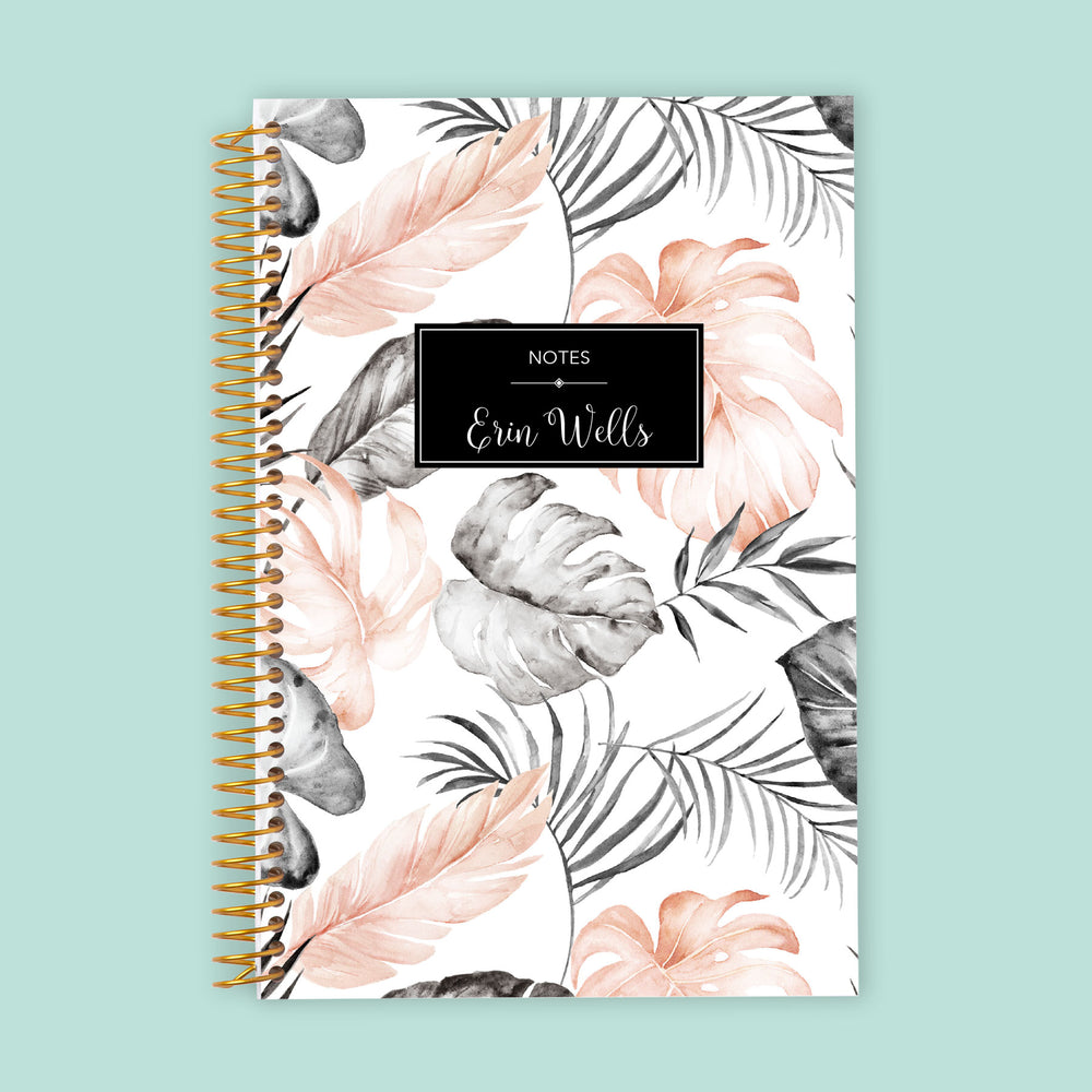 6x9 Notebook/Journal - Blush Grey Tropical