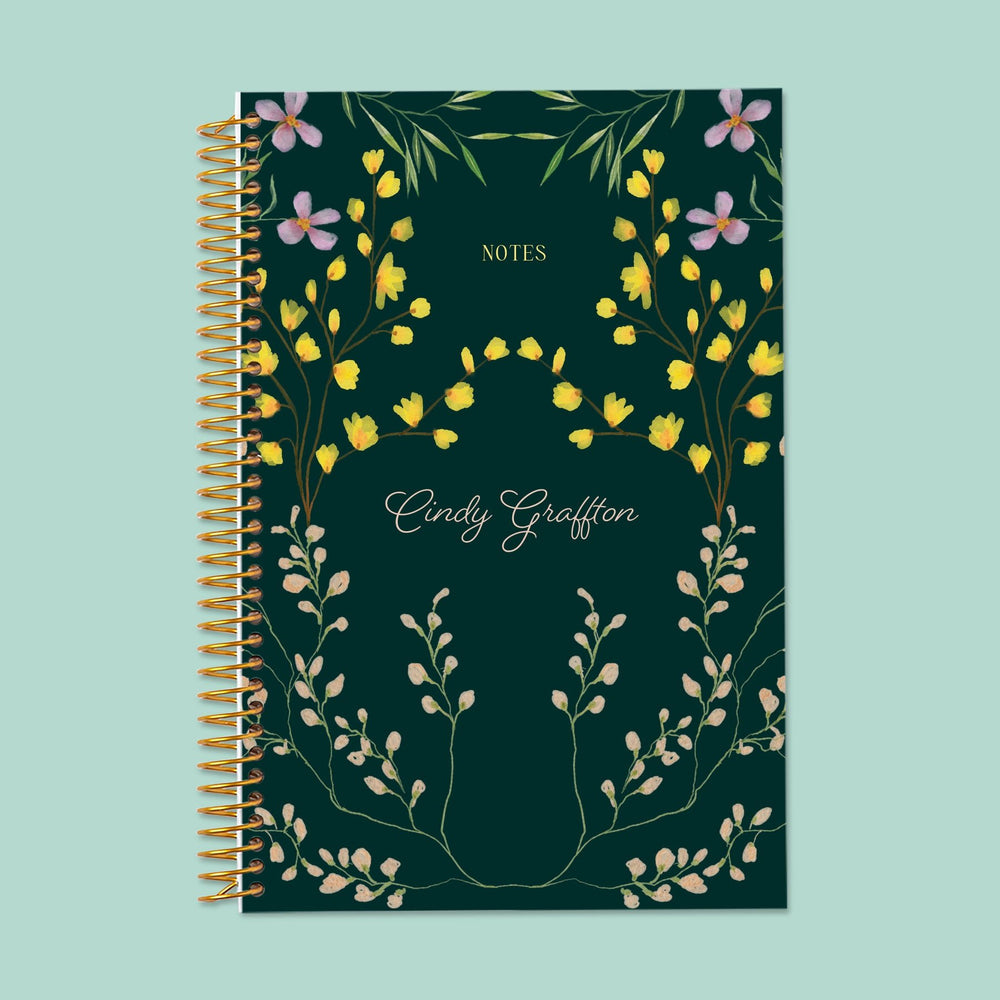 6x9 Notebook/Journal - Flower Frame Green