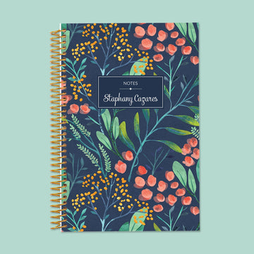 6x9 Notebook/Journal - Navy Watercolor Floral