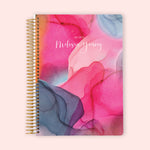 Personalized Recipe Book - Hot Pink Gray Flowing Ink