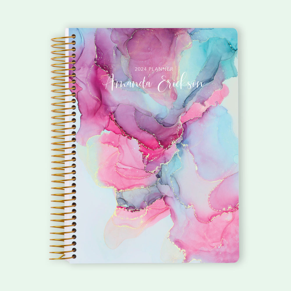 6x9 Student Planner - Pink Blue Abstract Ink