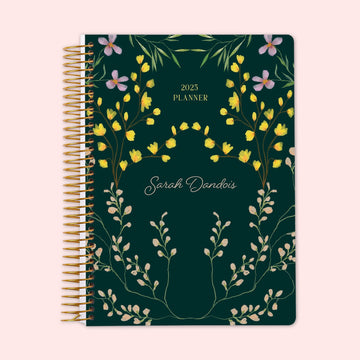 6x9 Weekly Planner - Flower Frame Green