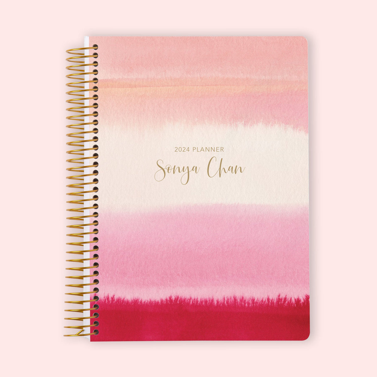 Mary Square Golden Pink Floral 7 x 9 Paper Agenda Journal Notebook