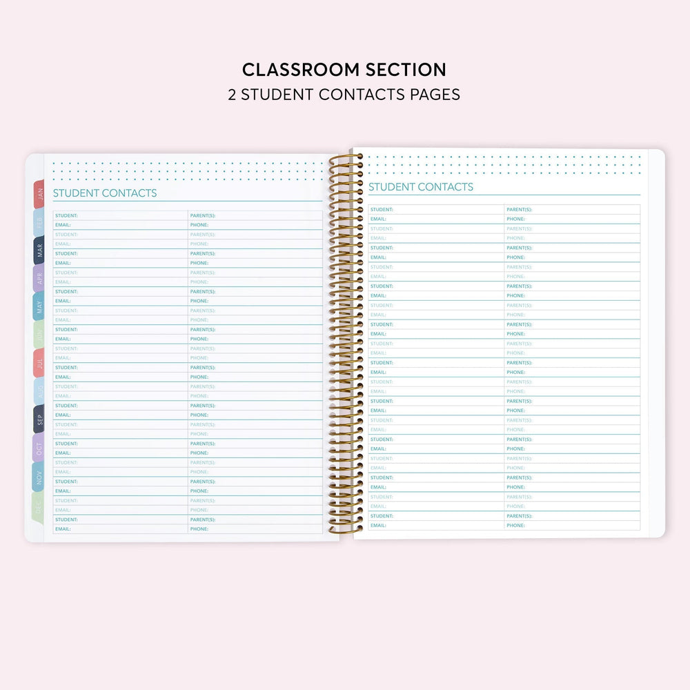 8.5x11 Teacher Planner - Abstract Florals Green Multicolor