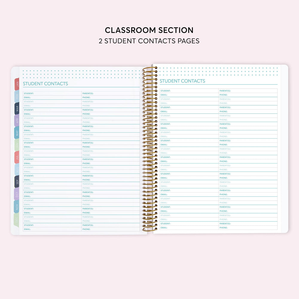 8.5x11 Teacher Planner - Abstract Florals Green
