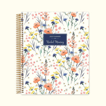 8.5x11 Monthly Planner - Field Flowers Blue
