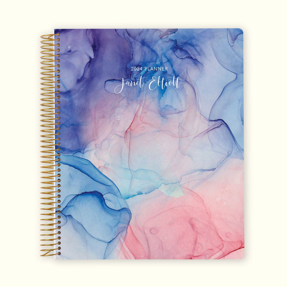 8.5x11 Monthly Planner - Pink Purple Flowing Ink