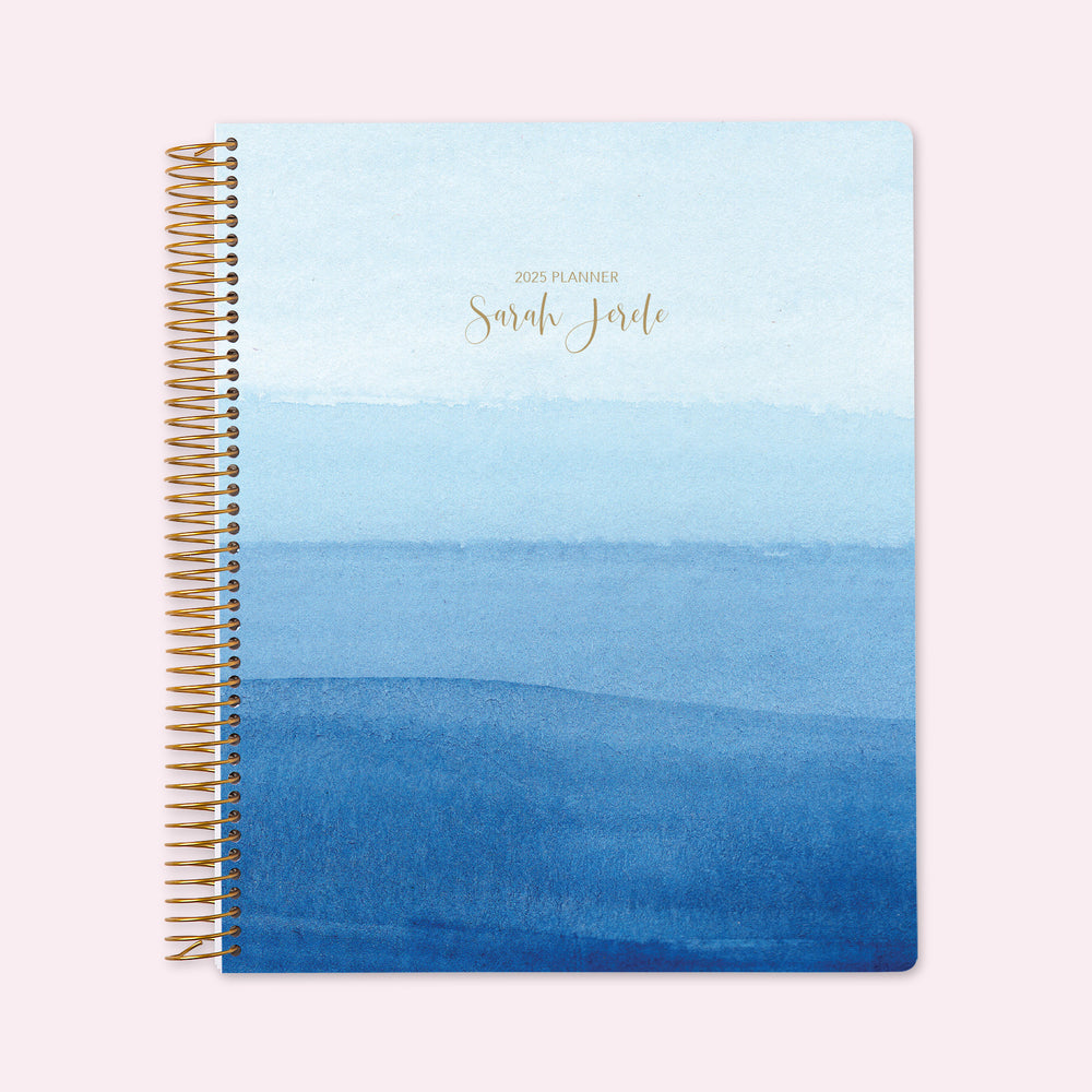8.5x11 Teacher Planner - Blue Watercolor Ombré