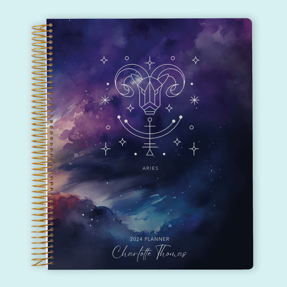 8.5x11 Weekly Planner - Aries Zodiac Sign