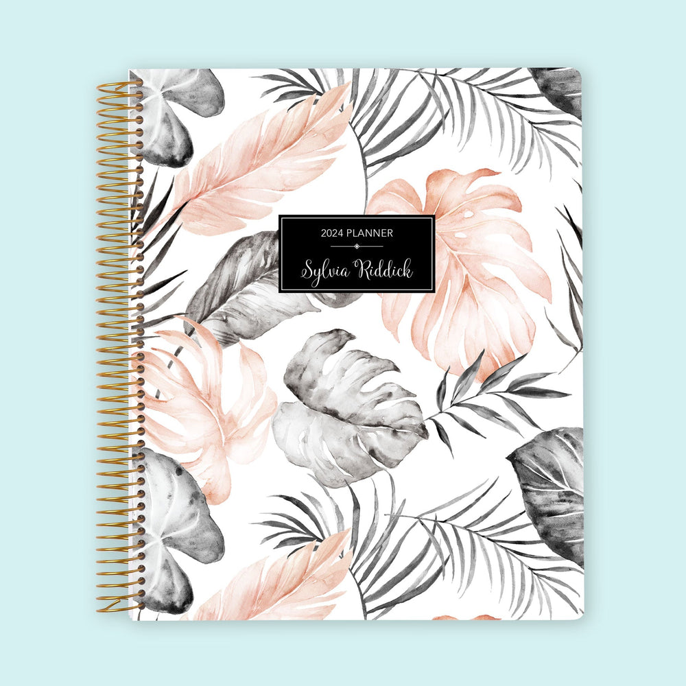 8.5x11 Weekly Planner - Blush Gray Tropical