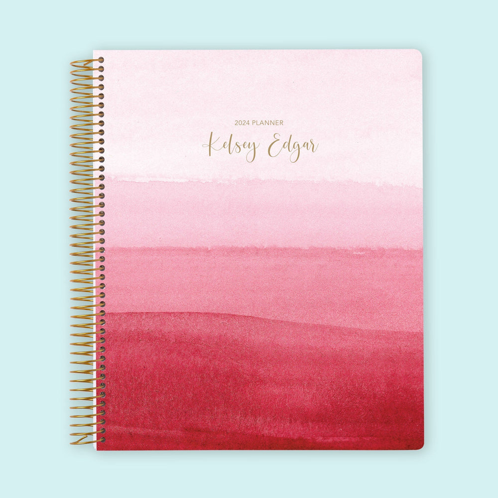 8.5x11 Weekly Planner - Pink Watercolor Ombré