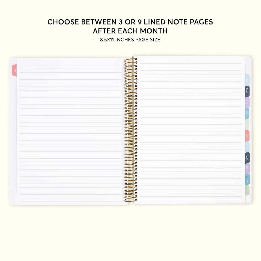 8.5x11 Monthly Planner - Black White Color Block