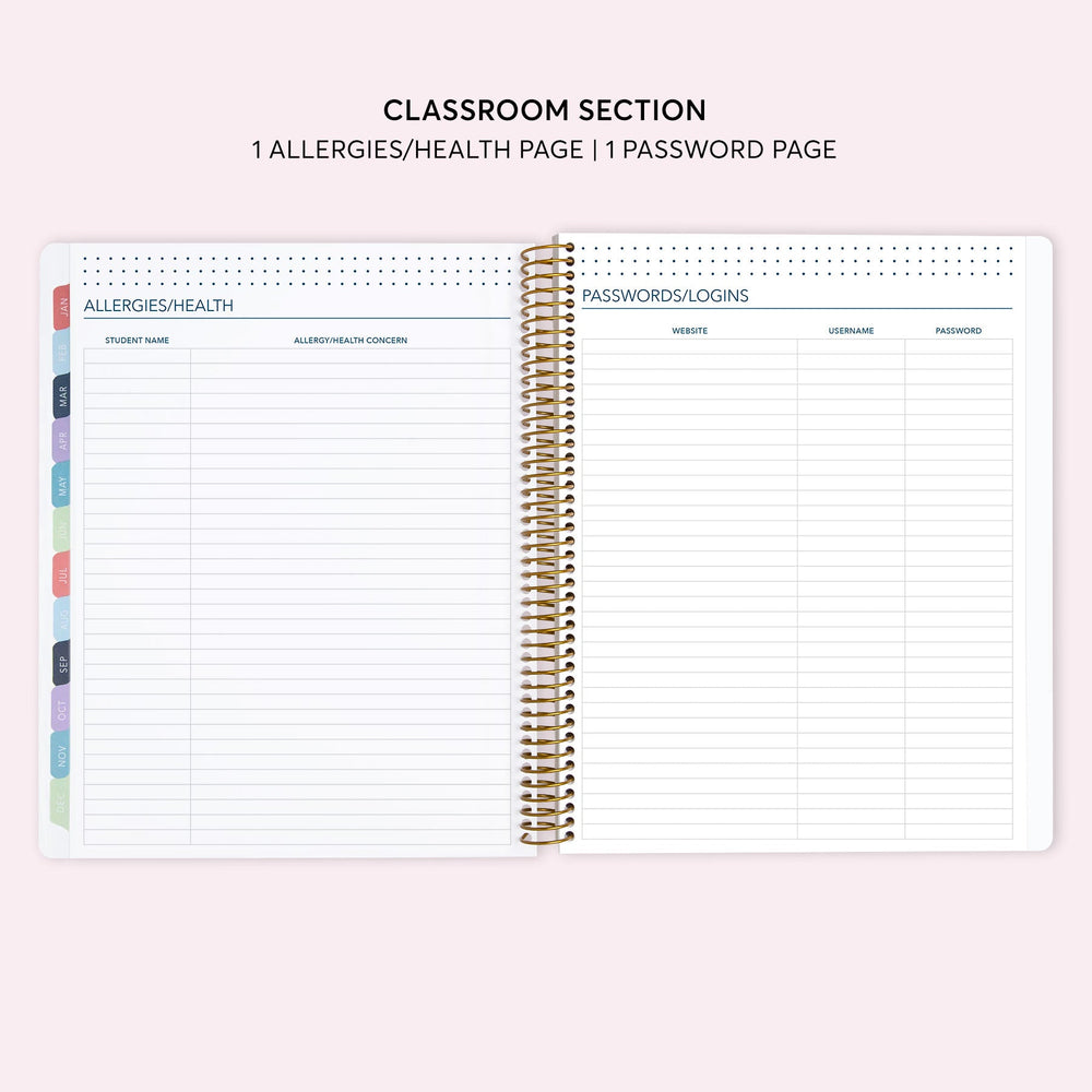 8.5x11 Teacher Planner - Abstract Florals Green