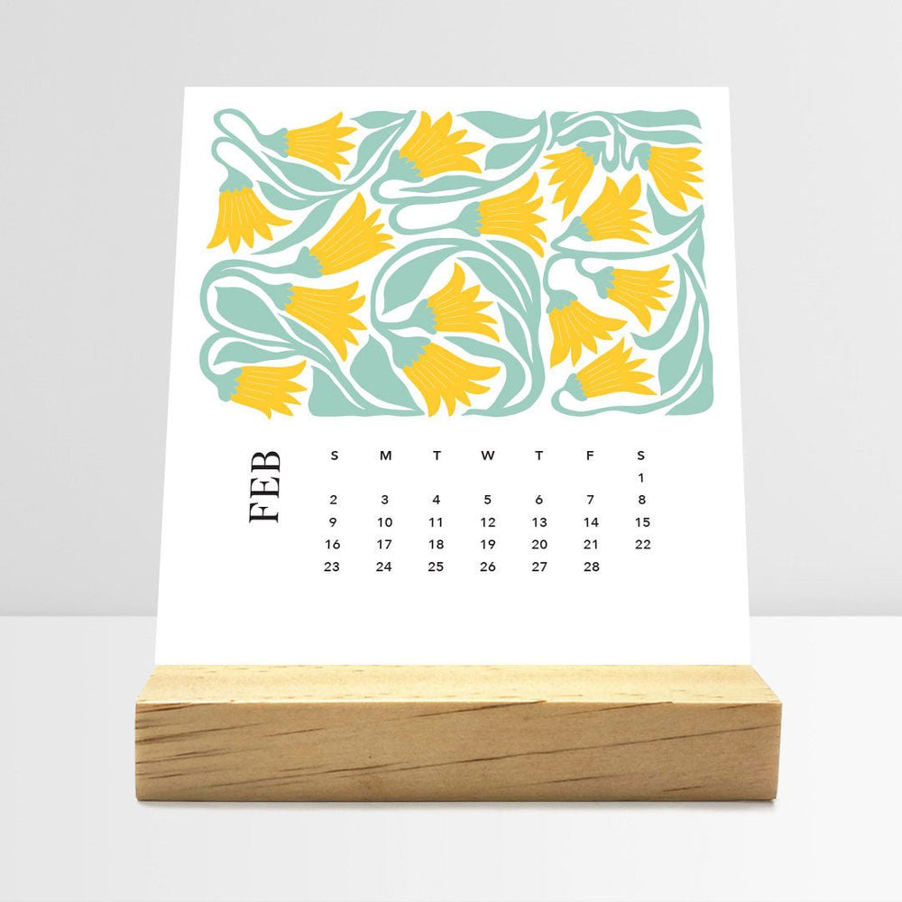 Desk Calendar (Choose Your Start Month) - Artful Flowers