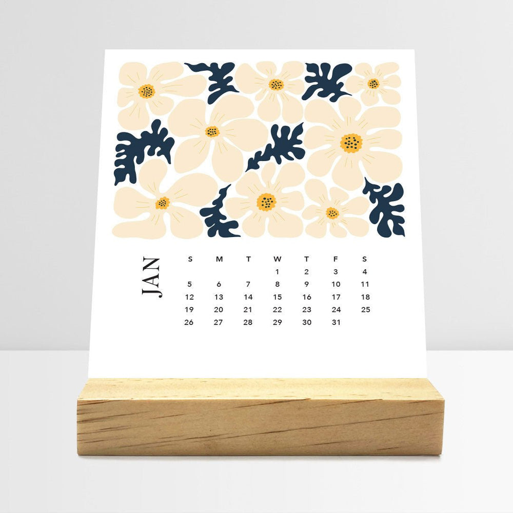 Desk Calendar (Choose Your Start Month) - Artful Flowers