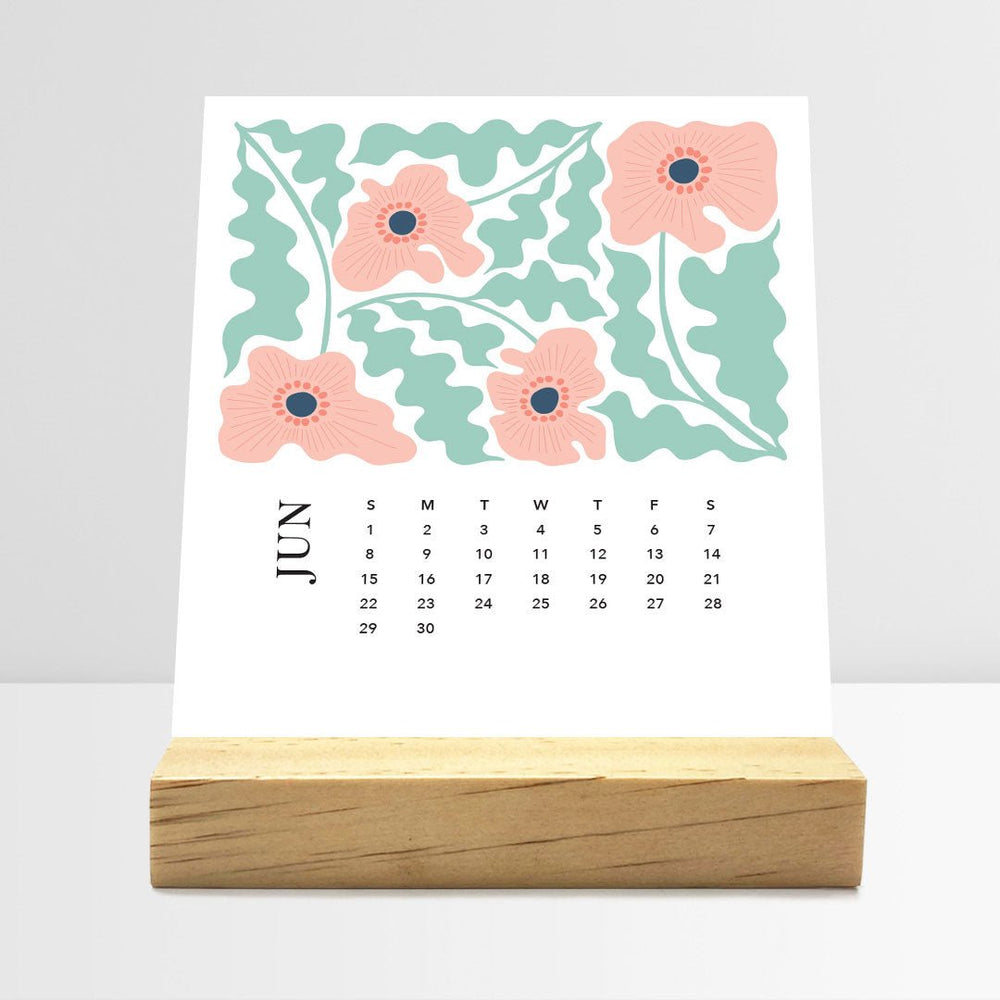 Desk Calendar (Choose Your Start Month) - Artful Flowers