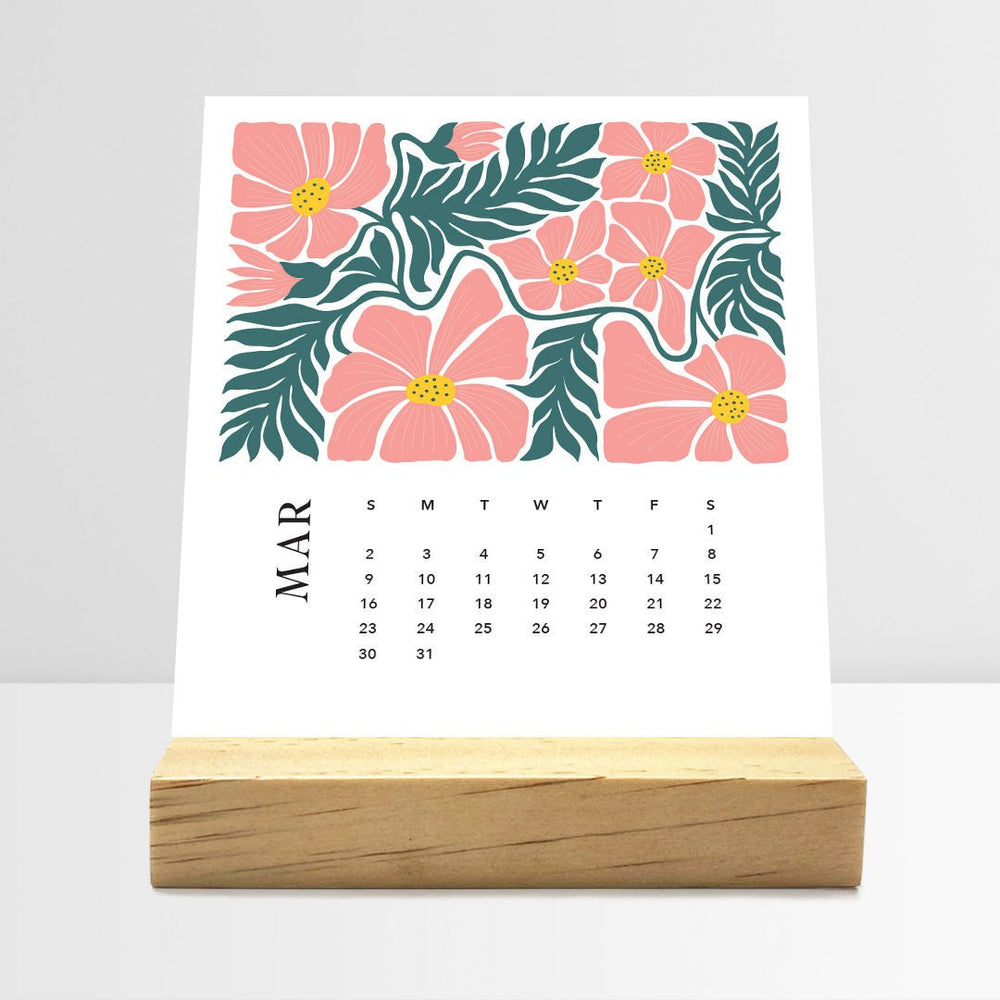Desk Calendar (Choose Your Start Month) - Artful Flowers