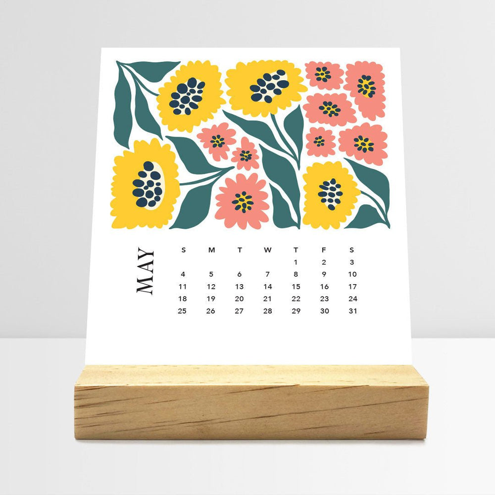 Desk Calendar (Choose Your Start Month) - Artful Flowers