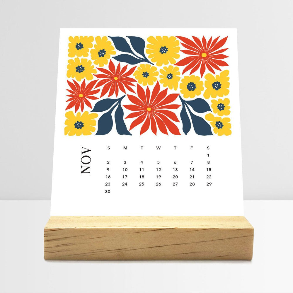 Desk Calendar (Choose Your Start Month) - Artful Flowers
