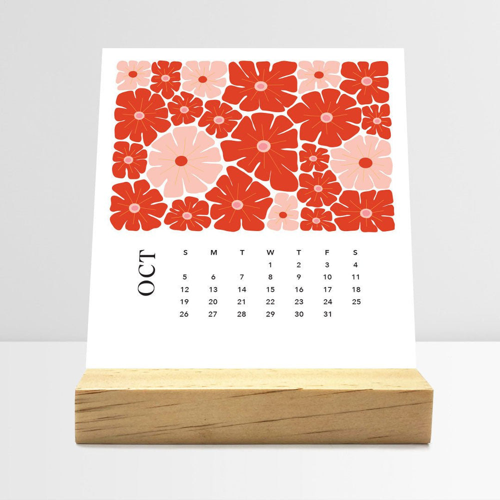 Desk Calendar (Choose Your Start Month) - Artful Flowers