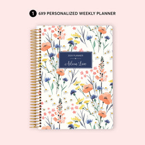 
                  
                    6x9 Weekly Planner, Notebook and Rollerball Pen Set - Field Flowers
                  
                