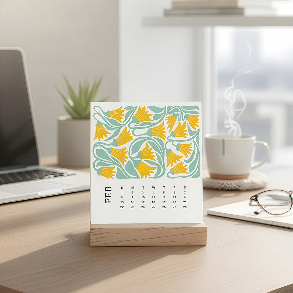 Desk Calendar (Choose Your Start Month) - Artful Flowers