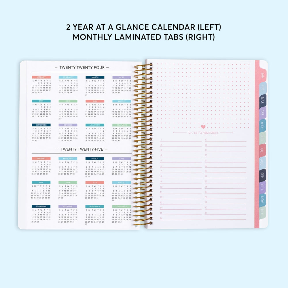 6x9 Monthly Planner - Navy Pink Gold Floral