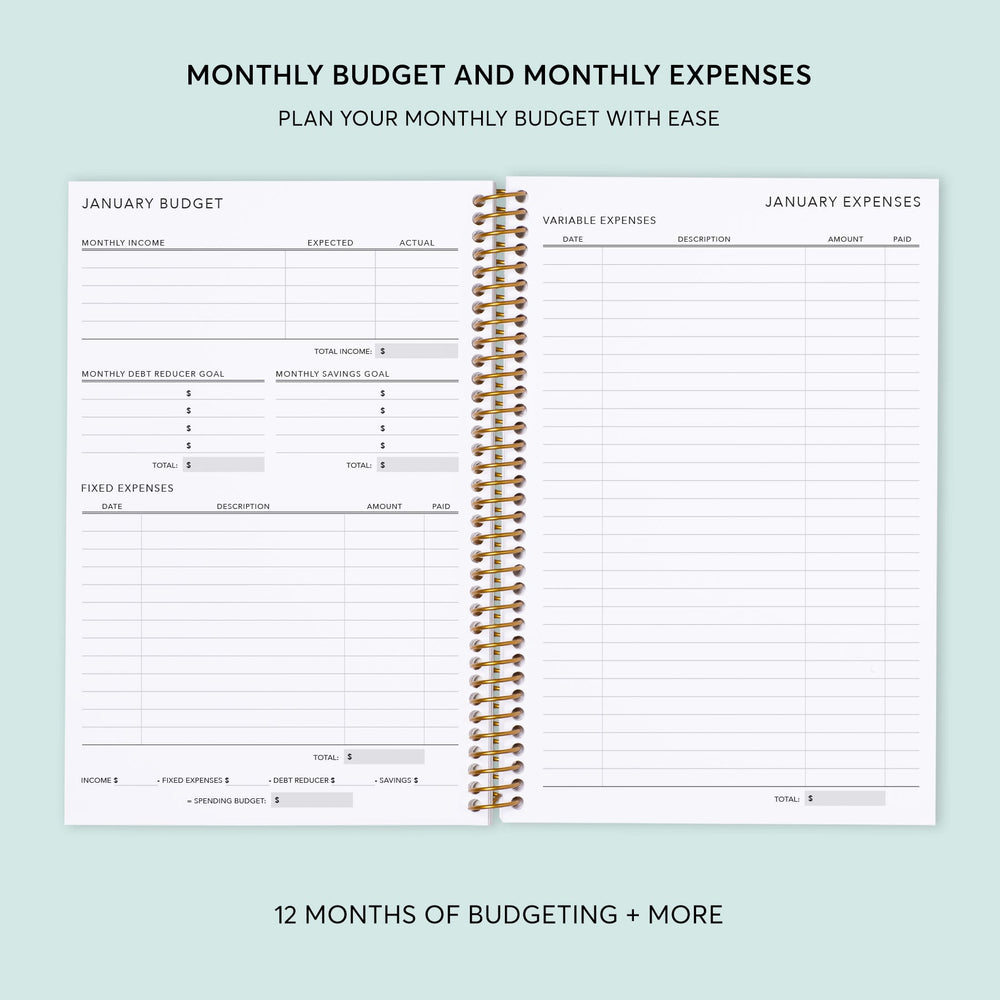 6x9 Budget Planner - Abstract Florals Green