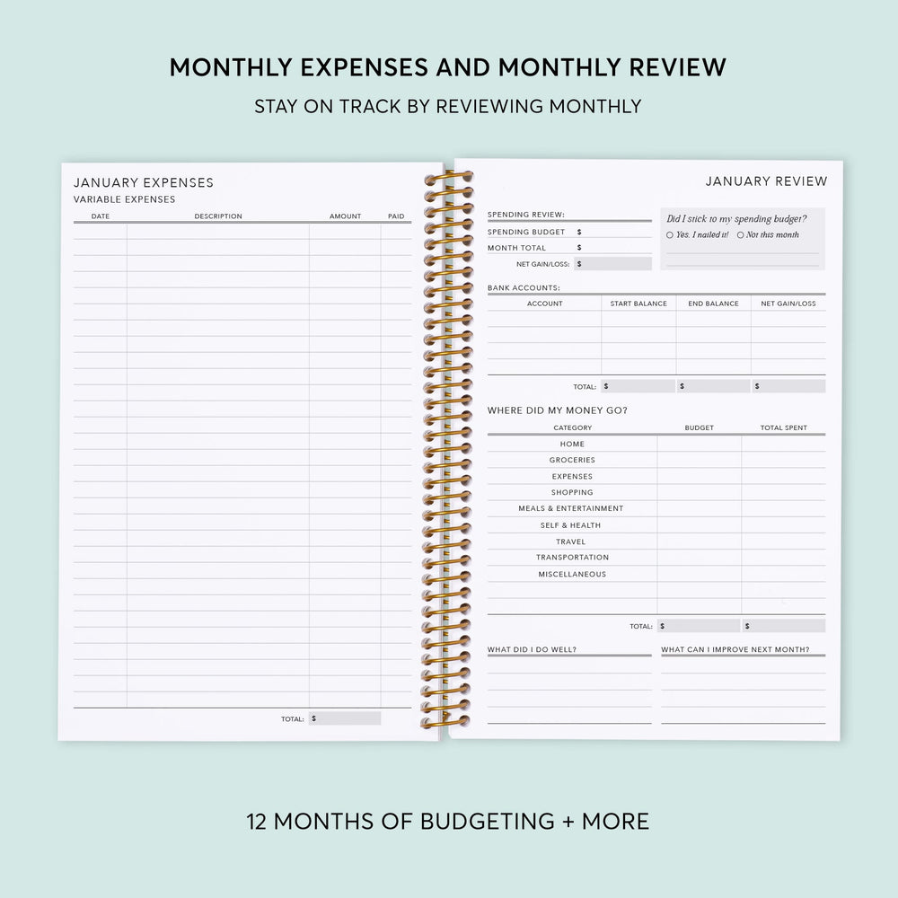6x9 Budget Planner - Abstract Florals Green