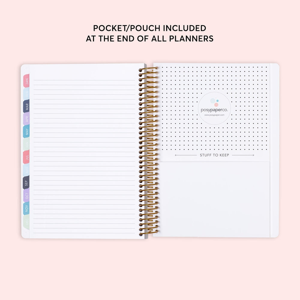 6x9 Weekly Planner - Aqua Gold Abstract Ink