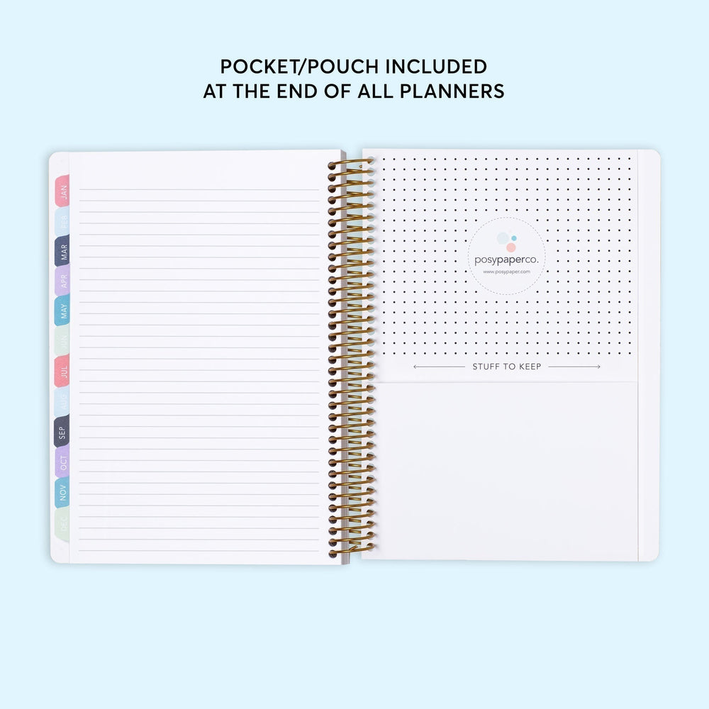 6x9 Monthly Planner - Navy Pink Gold Floral