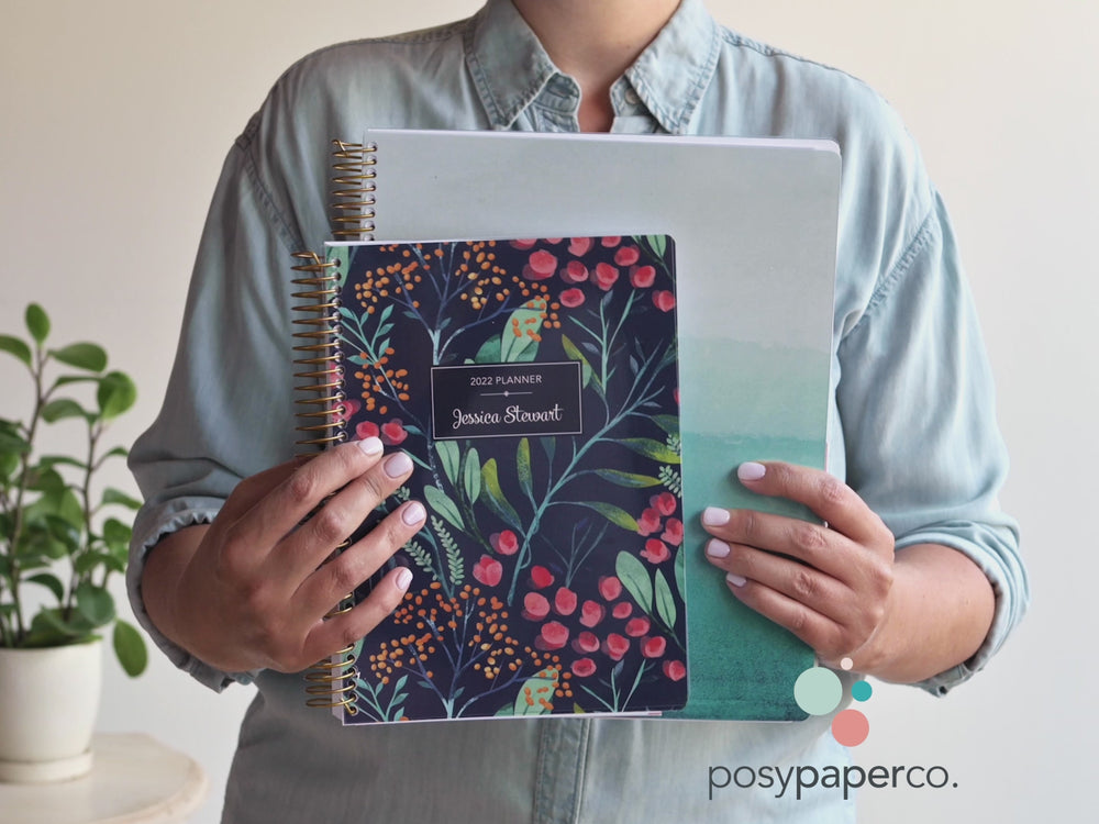 Load and play video in Gallery viewer, 8.5x11 Monthly Planner - Purple Flowing Ink