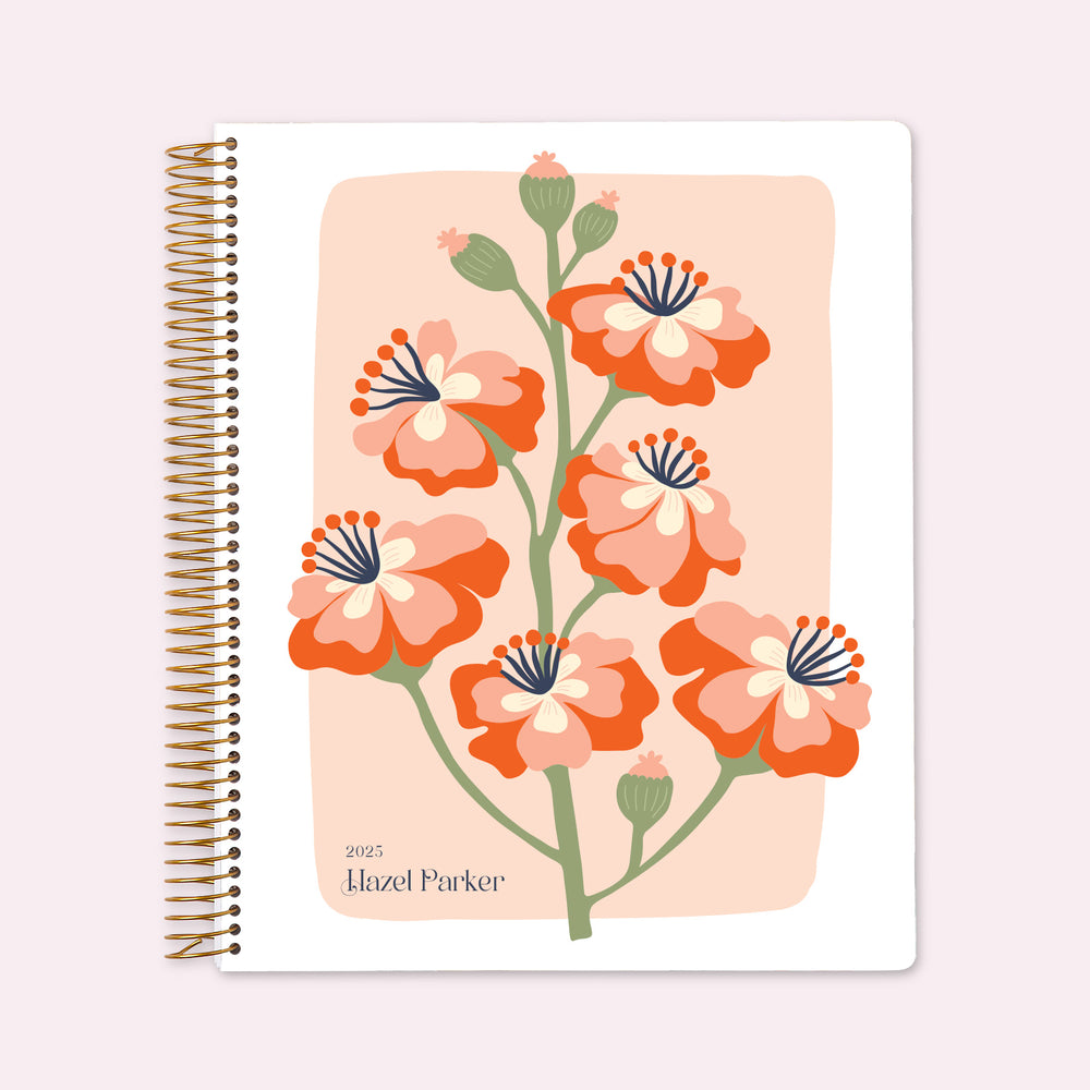 8.5x11 Teacher Planner - Secret Garden Coral Bloom