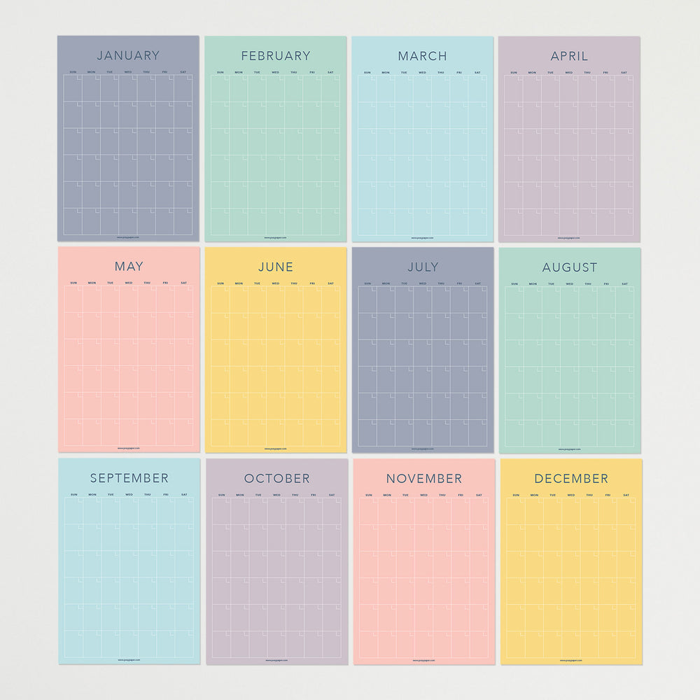 Large Undated Wall Calendar - Minimal Color