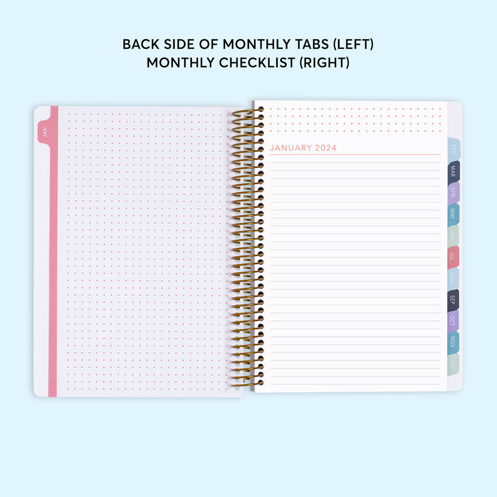 6x9 Monthly Planner - Navy Watercolor Floral