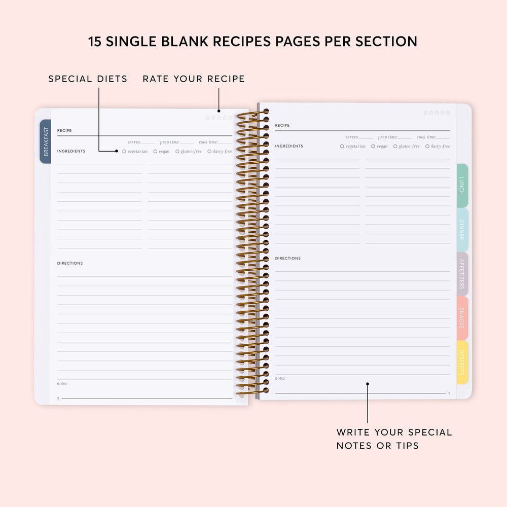 Personalized Recipe Book - Neutral Watercolor Gradient